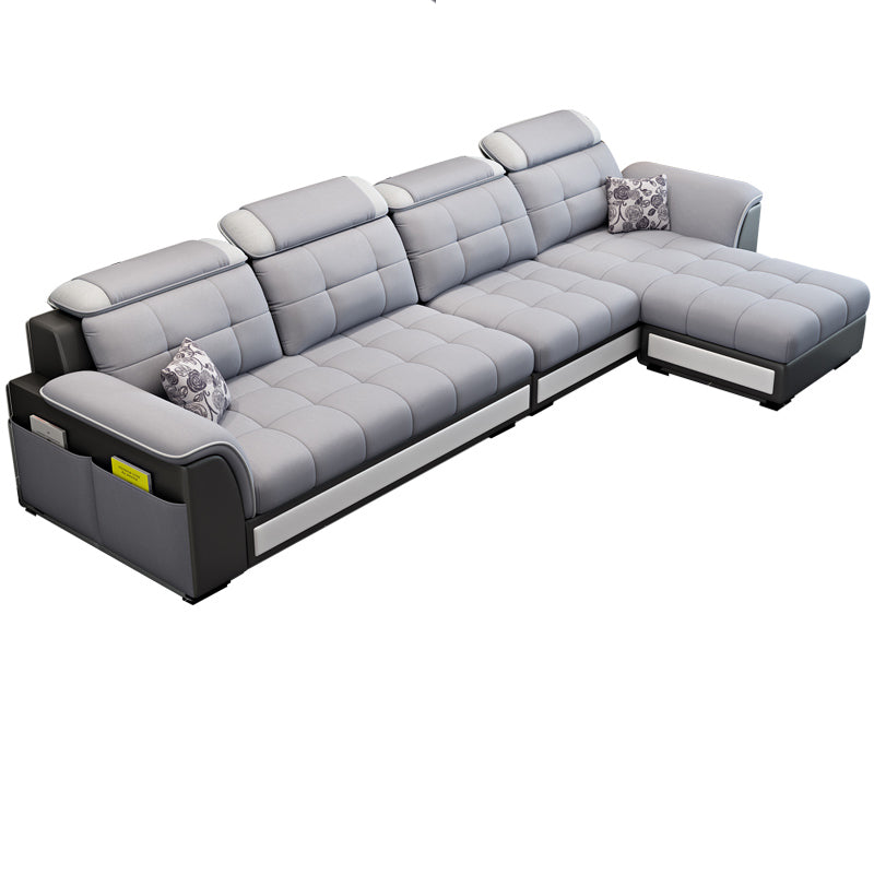 Pillowed Back Cushions 4-Seater Sectional Sofa Set with Storage