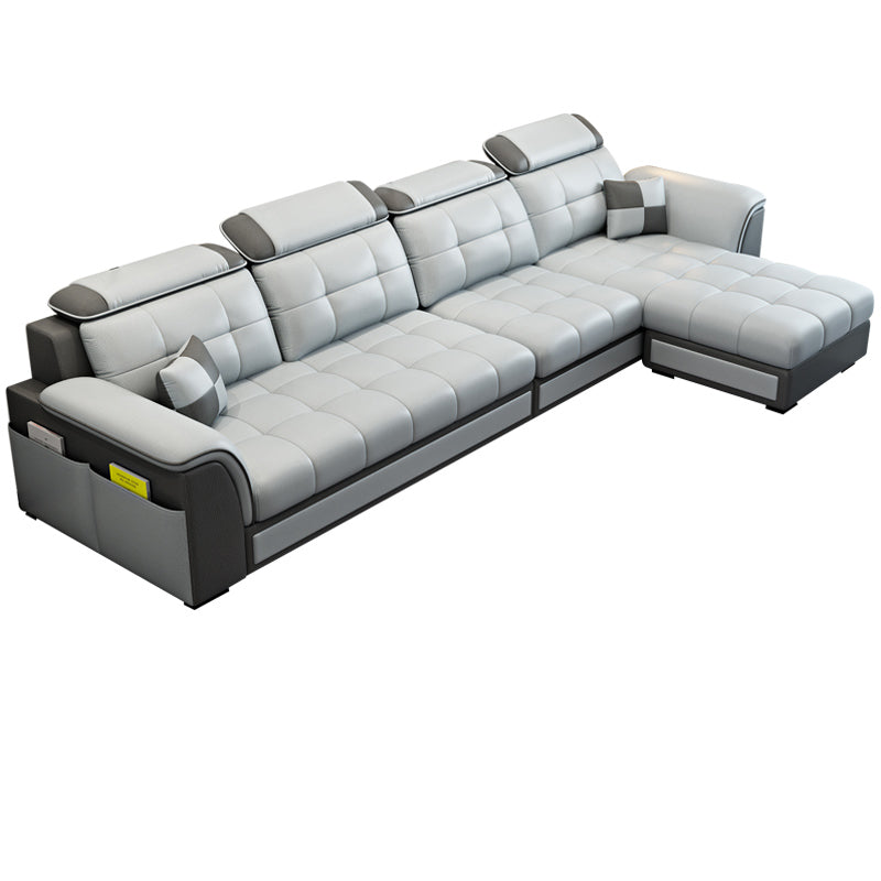 Modern Pillow Back Cushions Sectional 4-Seater Sofa with Storage