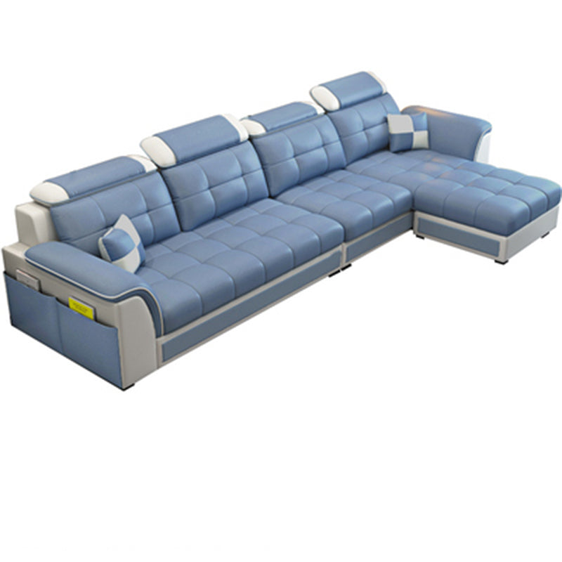 Modern Pillow Back Cushions Sectional 4-Seater Sofa with Storage