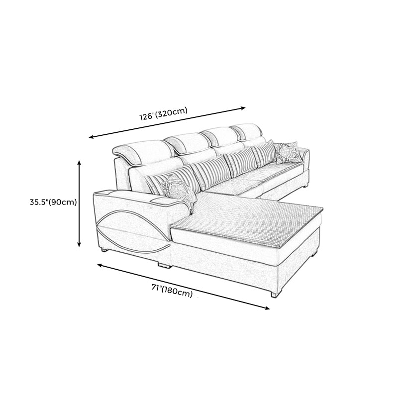 Farmhouse Removable Cushions Sectionals 35.43"High Pillow Top Arm Sofa with Chaise