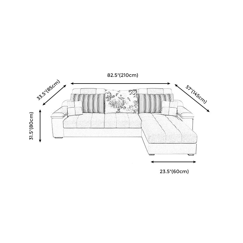 Sloped Arm Pillow Back Cushions Sectional Tufted Sofa with Storage