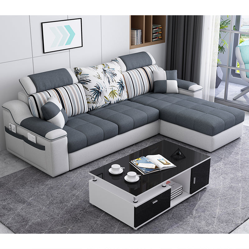 Casual Pillow Top Arm Sectionals 82.68"D x 57.09"W x 35.43"H Cushions Sofa with Storage