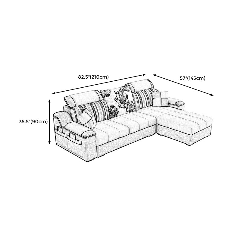 Casual Pillow Top Arm Sectionals 82.68"D x 57.09"W x 35.43"H Cushions Sofa with Storage