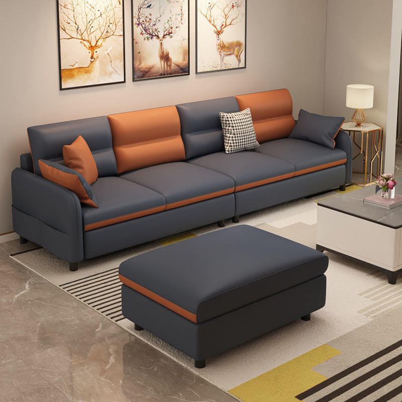 102.4" W √ó 102.4" D √ó 29.53" H Faux Leather Straight Arm Sectional with Stain-Resistant