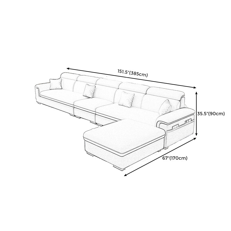 Fabric Pillow Top Arm Sectional Sofa 35.43"High Cushion Back Sofa with Storage