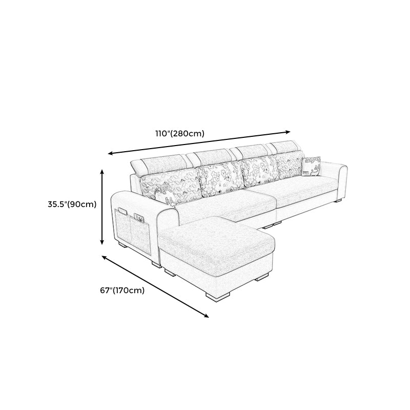 110.2"L √ó 66.93"D √ó 35.43"H Scandinavian High Back Sofa Removable Cushion Sectional