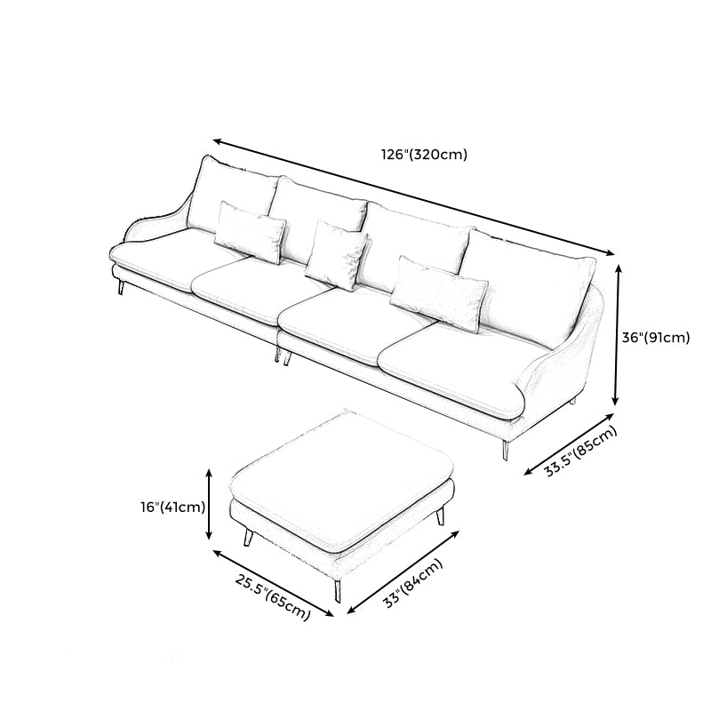 126.0"W √ó 59.06"D √ó 35.83"H Faux Leather Recessed Arm Sectional with Slipcovered