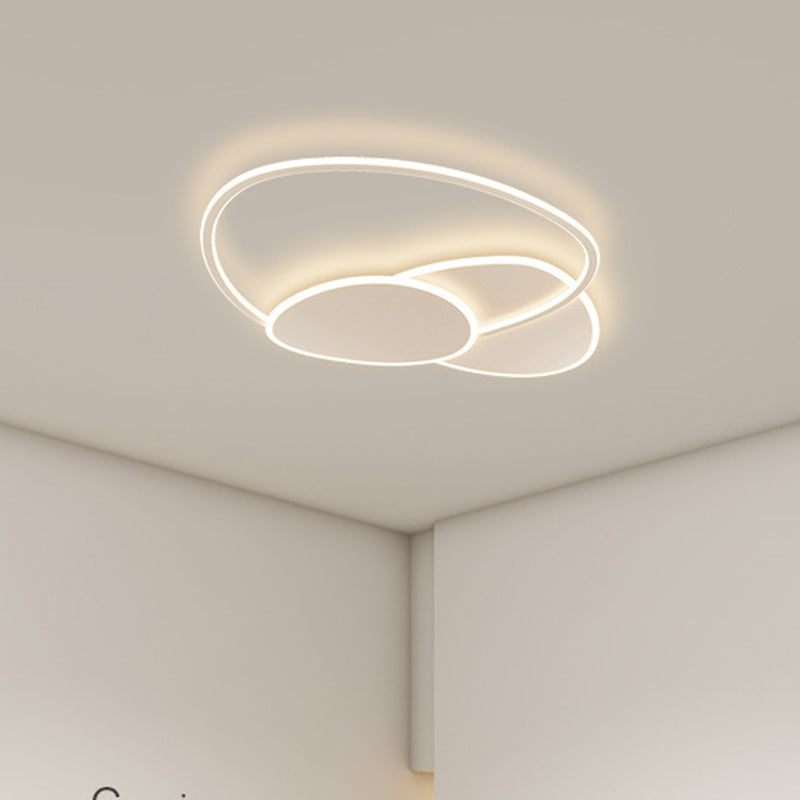 Modern Style Geometry Ceiling Lights Metal 3 Light Ceiling Lamps for Bedroom in White