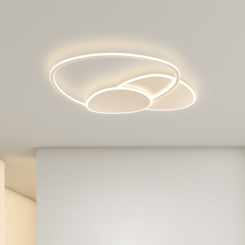 Modern Style Geometry Ceiling Lights Metal 3 Light Ceiling Lamps for Bedroom in White