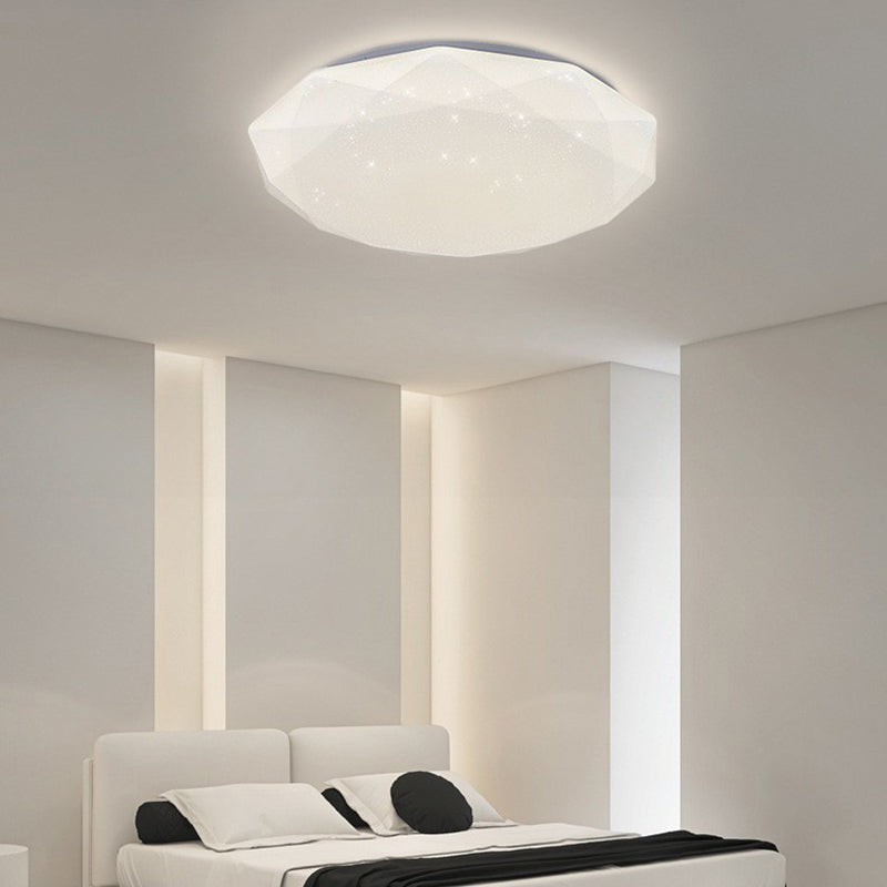 Modern Style Geometry Ceiling Light Metal 1 Light Ceiling Lamp for Bedroom in White