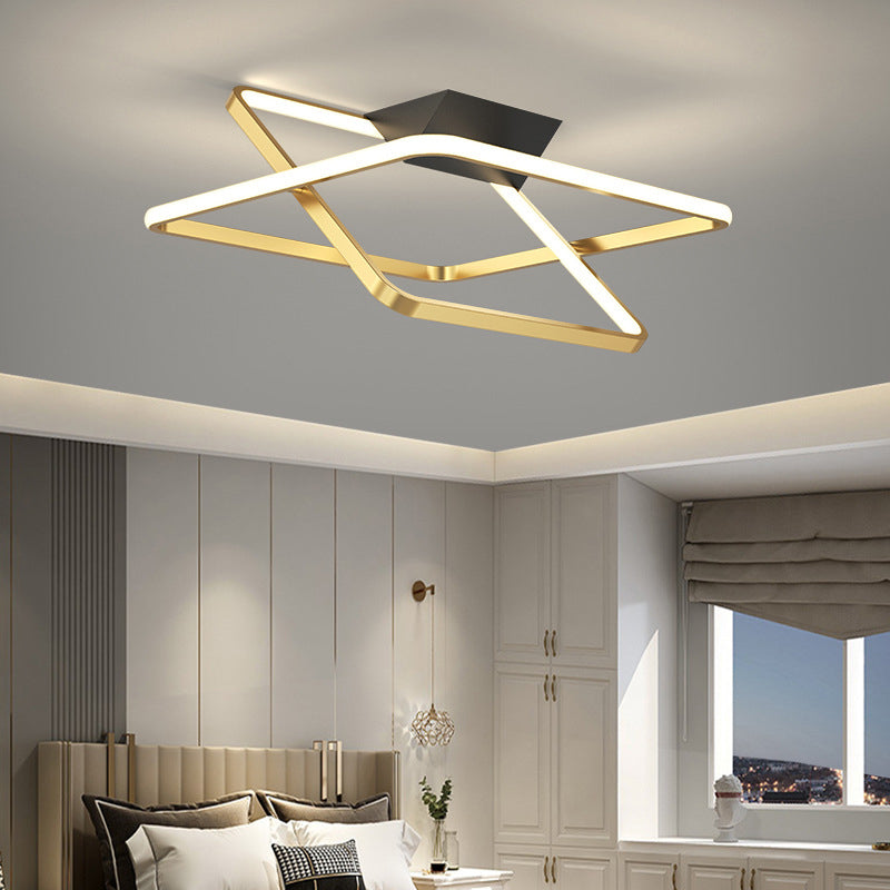 Modern Simple Ceiling Light Geometry LED Ceiling Lamp with Silica Gel Shade for Bedroom