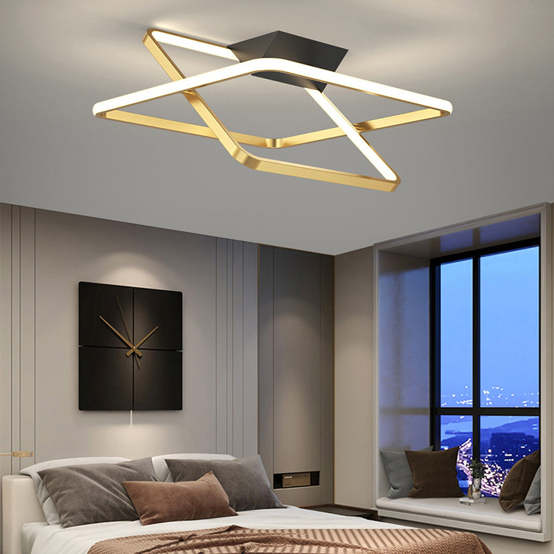 Modern Simple Ceiling Light Geometry LED Ceiling Lamp with Silica Gel Shade for Bedroom