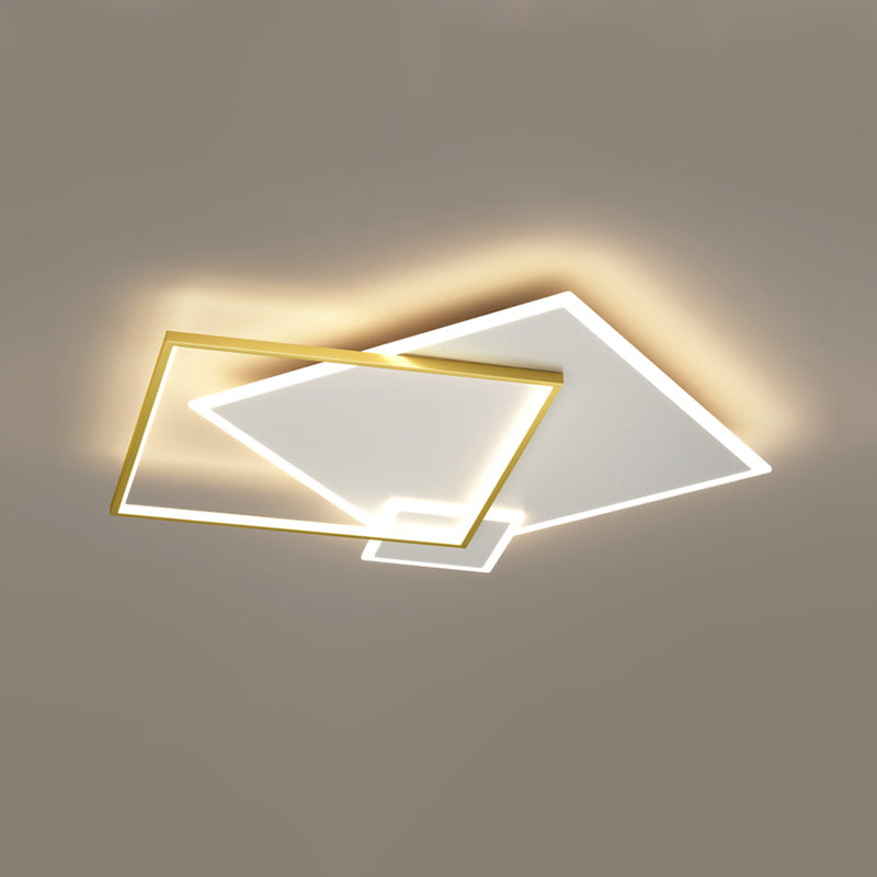 Modern Style Square Shape Ceiling Fixtures Metal 3 Light Flush Ceiling Light Fixtures