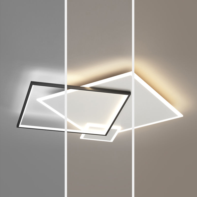 Modern Style Square Shape Ceiling Fixtures Metal 3 Light Flush Ceiling Light Fixtures