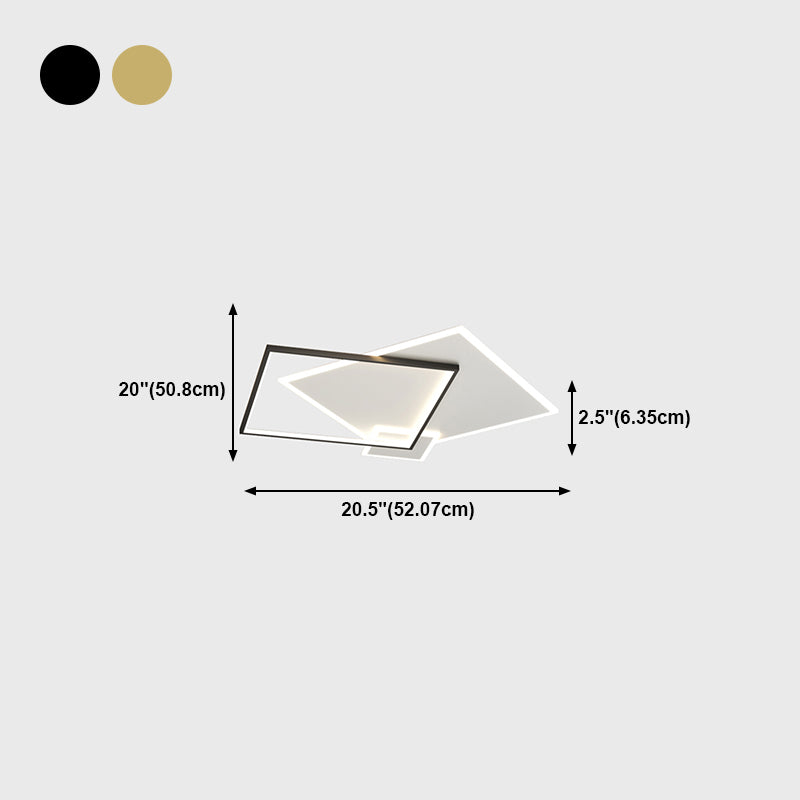 Modern Style Square Shape Ceiling Fixtures Metal 3 Light Flush Ceiling Light Fixtures