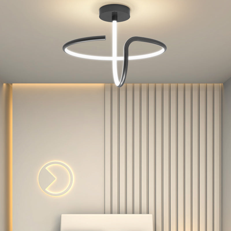 Modern Style Linear Shape Ceiling Fixture Metal 1 Light Flush Ceiling Light Fixture