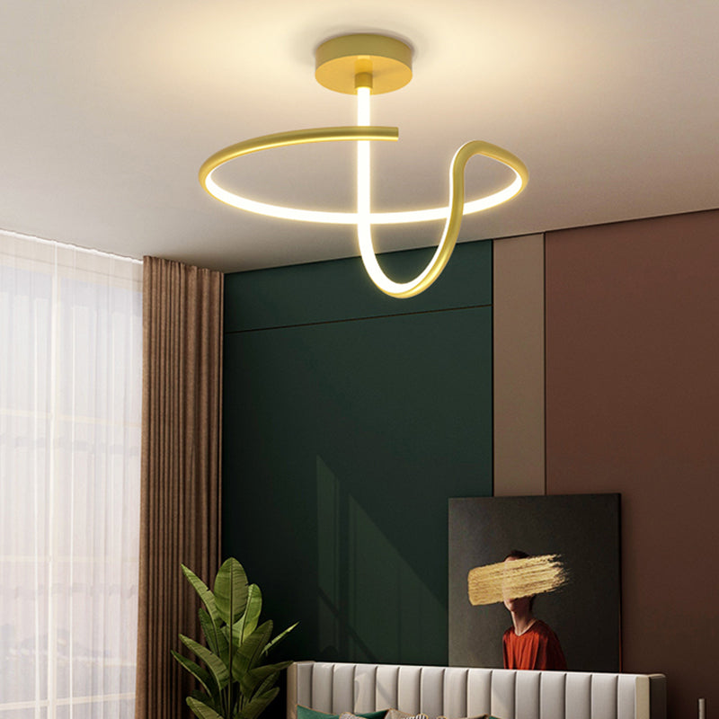 Modern Style Linear Shape Ceiling Fixture Metal 1 Light Flush Ceiling Light Fixture