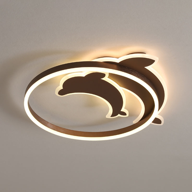 Modern Style Dolphin Shape Ceiling Fixtures Metal 3 Light Flush Ceiling Light Fixtures