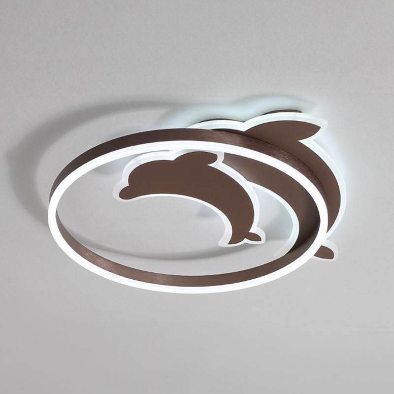 Modern Style Dolphin Shape Ceiling Fixtures Metal 3 Light Flush Ceiling Light Fixtures