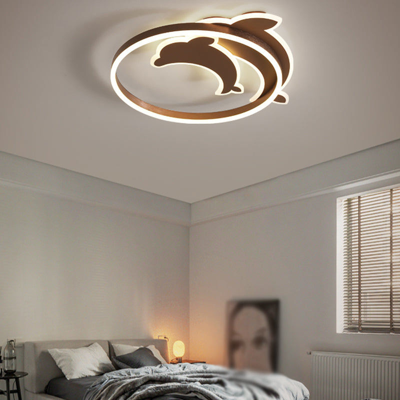 Modern Style Dolphin Shape Ceiling Fixtures Metal 3 Light Flush Ceiling Light Fixtures