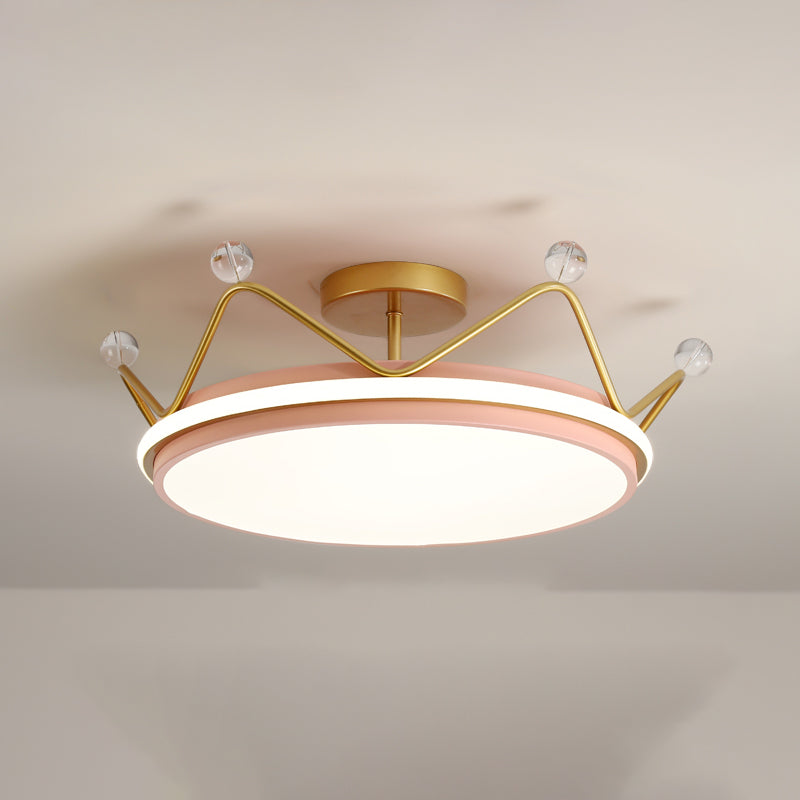 Modern Style Crown Shape Ceiling Fixtures Metal 2 Light Flush Ceiling Light Fixtures