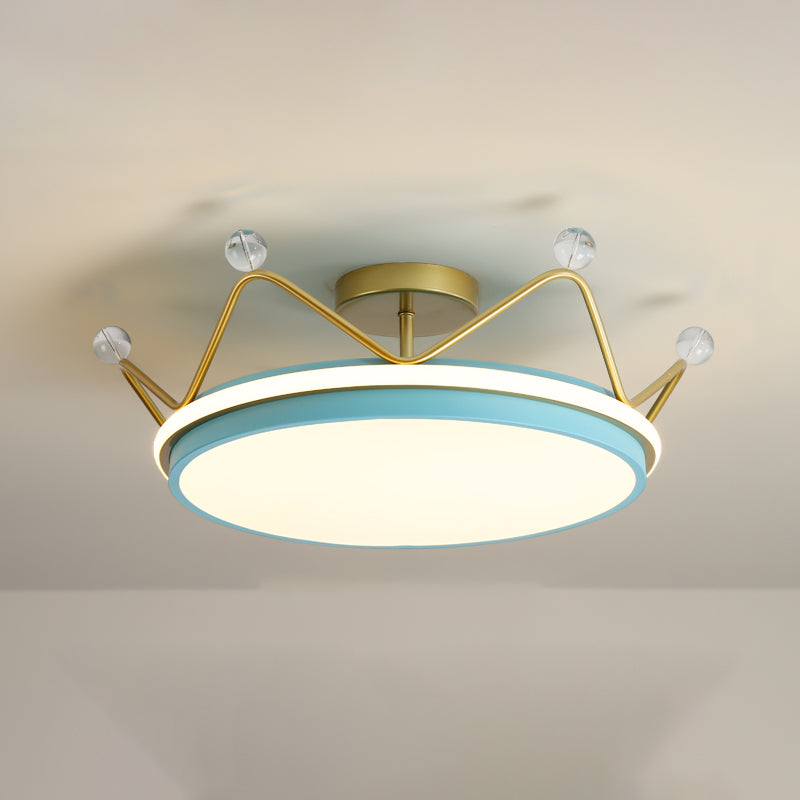 Modern Style Crown Shape Ceiling Fixtures Metal 2 Light Flush Ceiling Light Fixtures