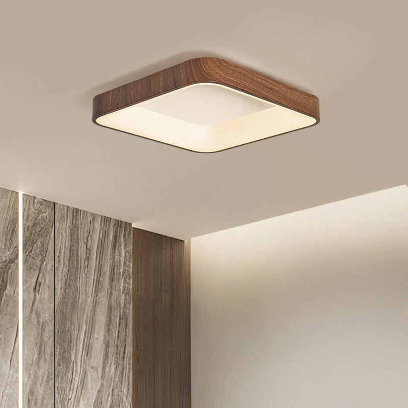 Nordic Geometric Ceiling Light Aluminum Brown LED Flush Mount Light for Bedroom