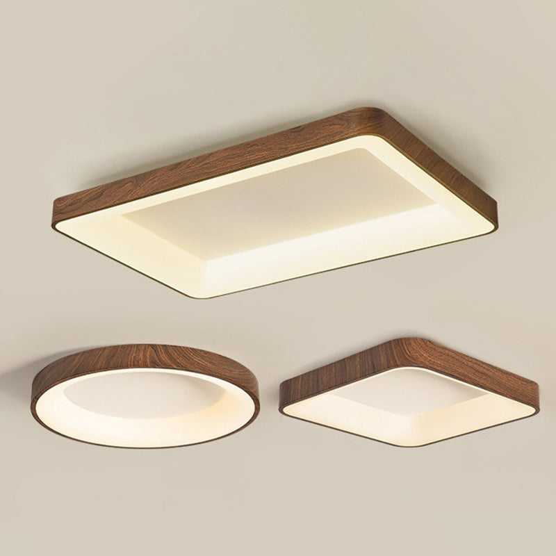 Nordic Geometric Ceiling Light Aluminum Brown LED Flush Mount Light for Bedroom