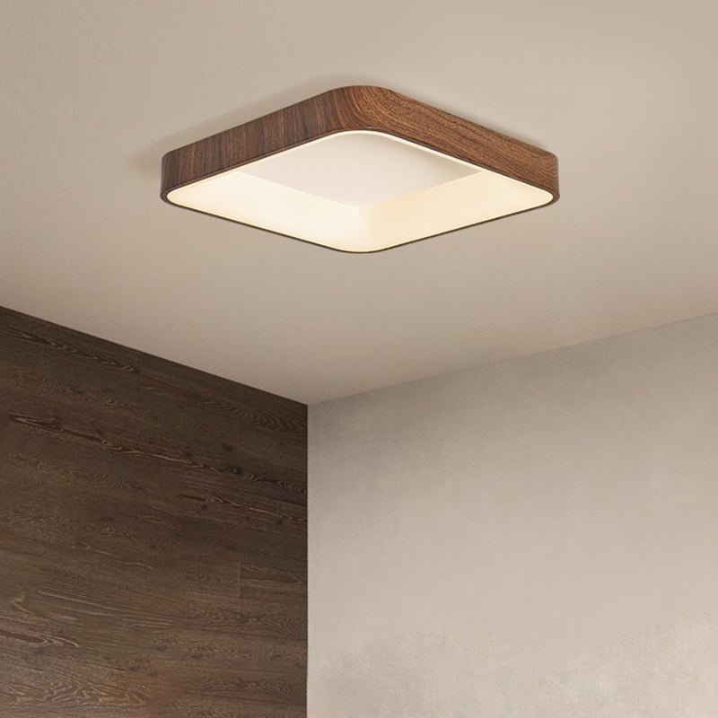 Nordic Geometric Ceiling Light Aluminum Brown LED Flush Mount Light for Bedroom