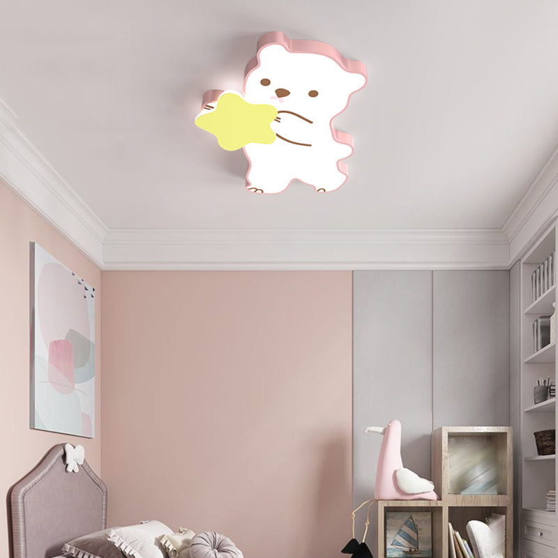 Flush Ceiling Light Kids Style LED Metal Flush Mount Lamp for Bedroom