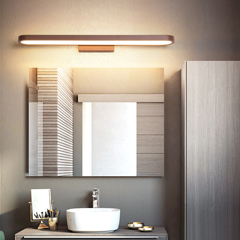 Linear Vanity Wall Sconce Modern Style Metal 1 Light LED Bathroom Vanity Lights in Brown