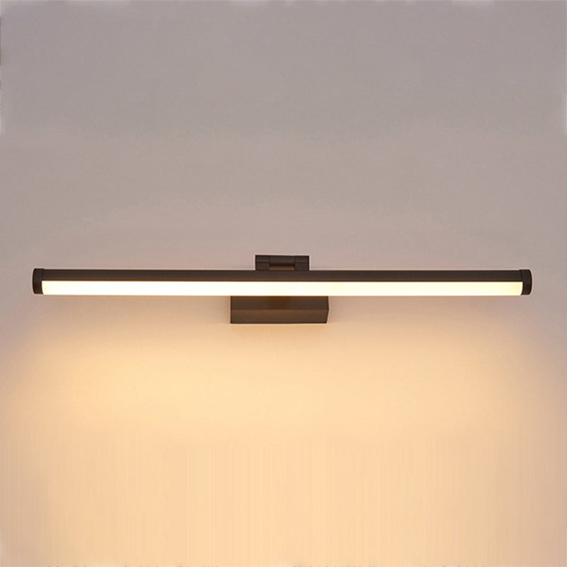 Linear Shape Metal Wall Sconce Modern Style 1 Light Mirror Wall Mount Lighting in Black