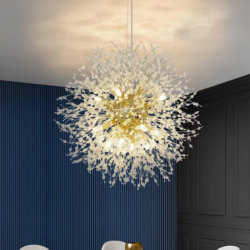 Globe Chandelier Nordic Style Fireflies Chandelier Light with Crystal for Living Room