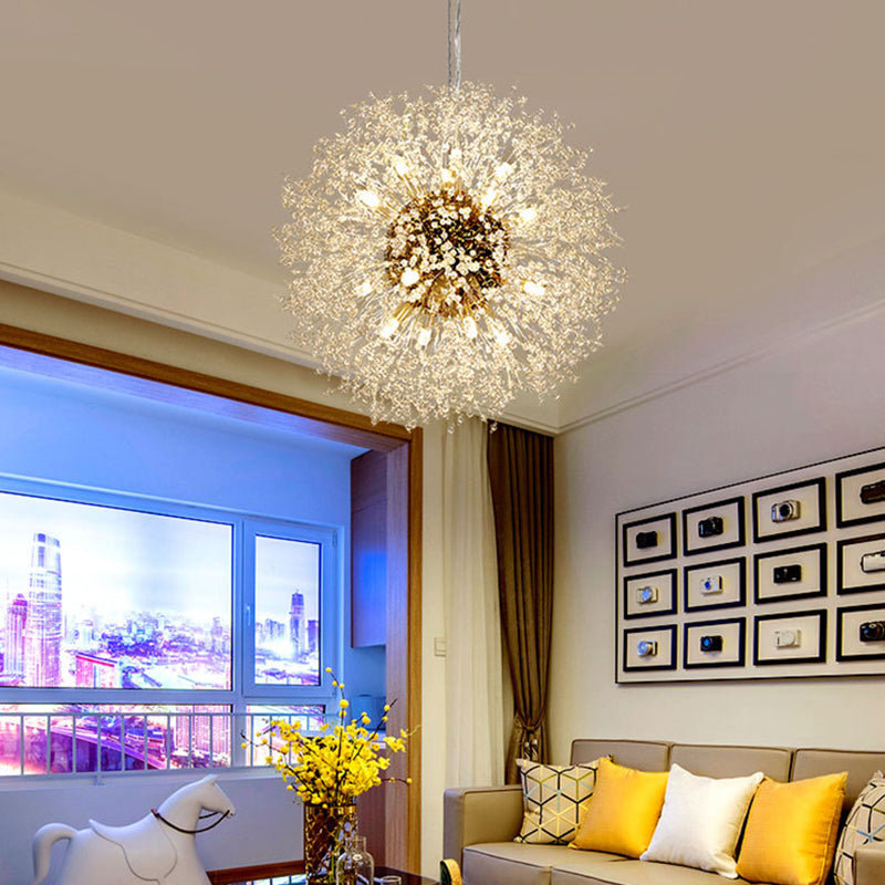 Globe Chandelier Nordic Style Fireflies Chandelier Light with Crystal for Living Room