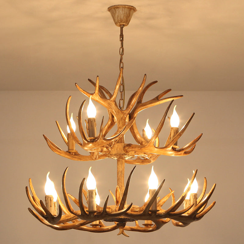 American Chandelier Resin Antler Shape Chandelier Pendant for Restaurant