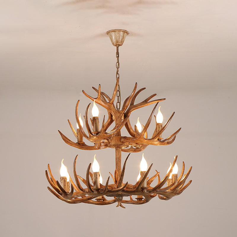 American Chandelier Resin Antler Shape Chandelier Pendant for Restaurant