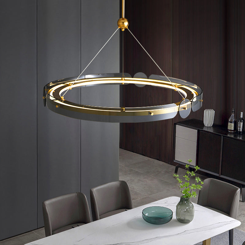 Modern Circle Chandelier Glass Gold LED Chandelier Pendant for Living Room