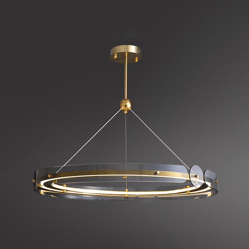 Modern Circle Chandelier Glass Gold LED Chandelier Pendant for Living Room