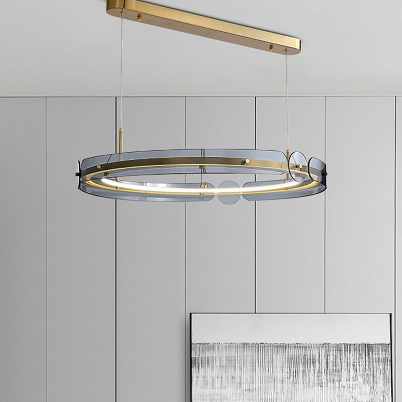 Modern Circle Chandelier Glass Gold LED Chandelier Pendant for Living Room