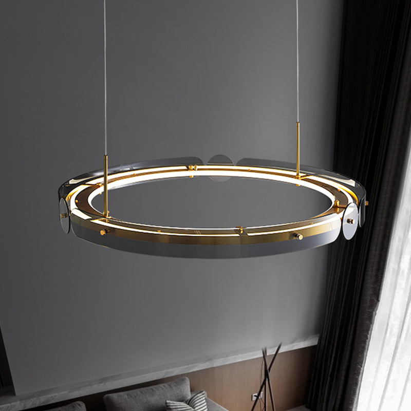 Modern Circle Chandelier Glass Gold LED Chandelier Pendant for Living Room