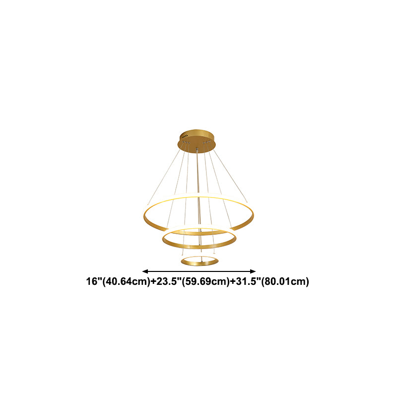 Gold Rings Suspension Pendant Light Modern Style LED Metal Chandelier Pendant Light