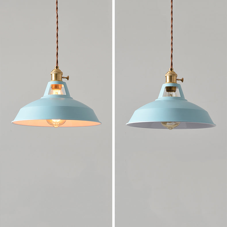 1-Light Hanging Light Fixture Macaron Simple Pendant Lamp With Iron Shade