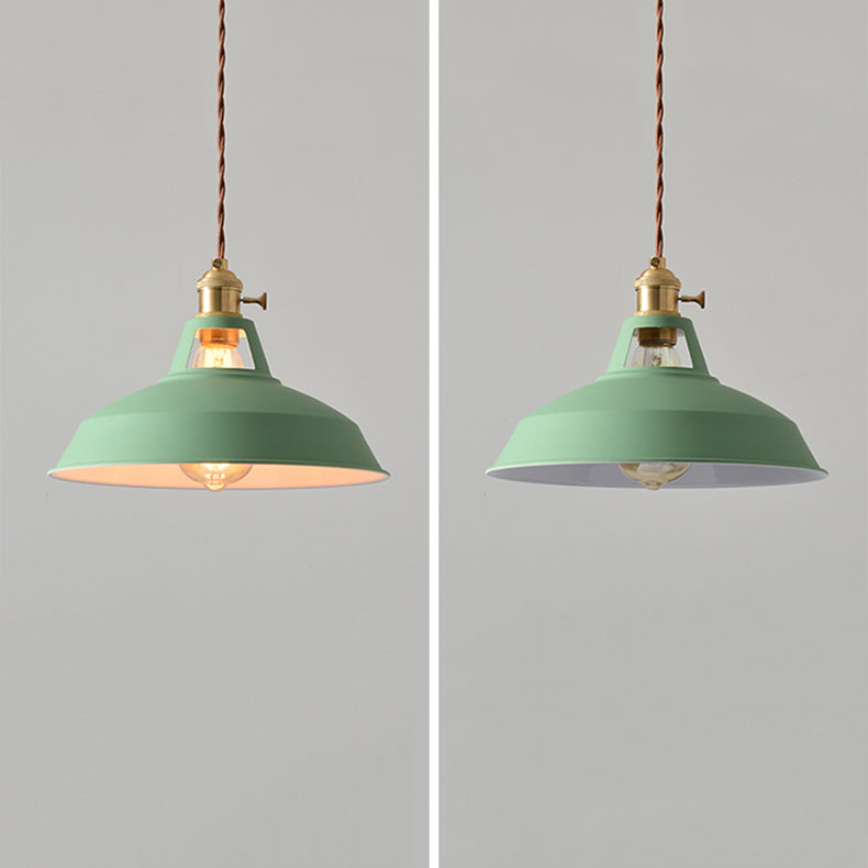 1-Light Hanging Light Fixture Macaron Simple Pendant Lamp With Iron Shade