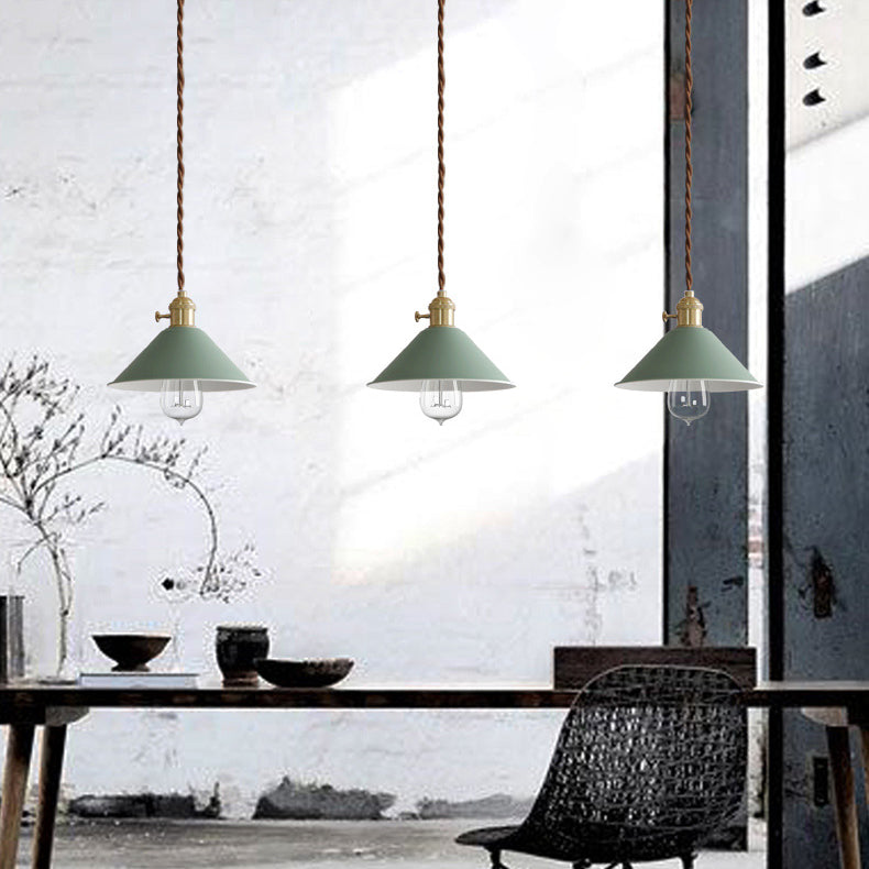 Macaron Hanging Light Fixture 1-Light Pendant Lamp With Iron Shade for Living Room