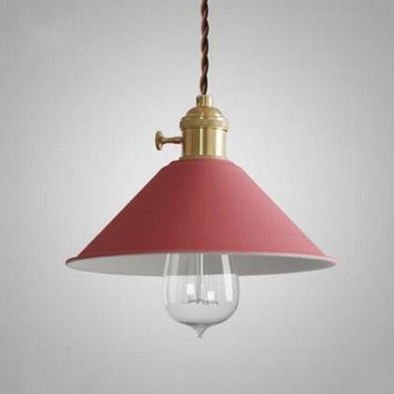 Macaron Hanging Light Fixture 1-Light Pendant Lamp With Iron Shade for Living Room