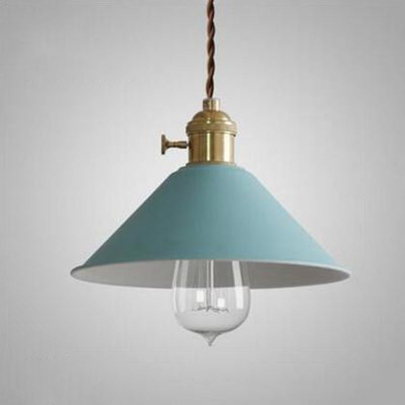 Macaron Hanging Light Fixture 1-Light Pendant Lamp With Iron Shade for Living Room