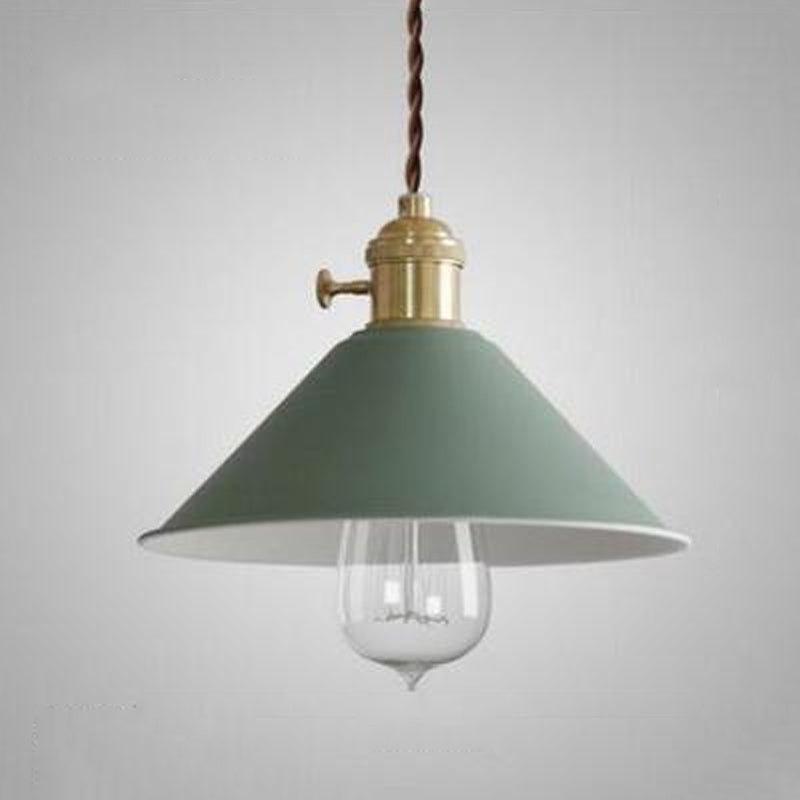 Macaron Hanging Light Fixture 1-Light Pendant Lamp With Iron Shade for Living Room