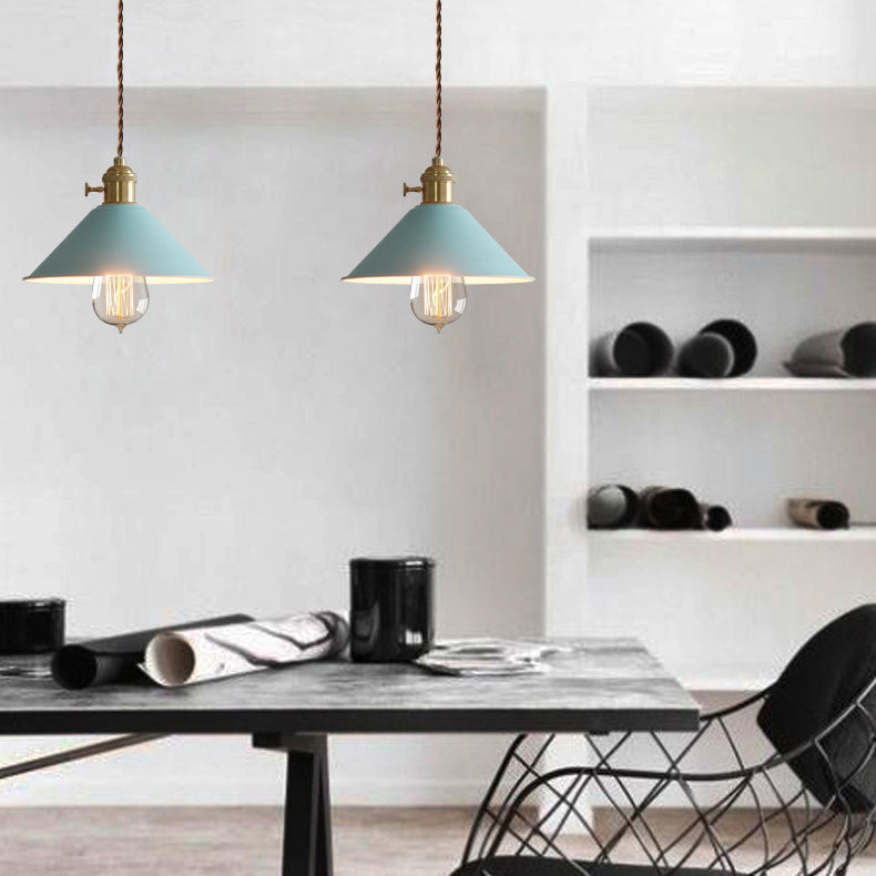 Macaron Hanging Light Fixture 1-Light Pendant Lamp With Iron Shade for Living Room