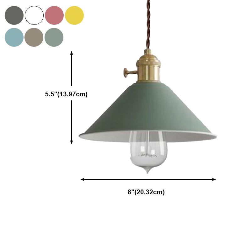 Macaron Hanging Light Fixture 1-Light Pendant Lamp With Iron Shade for Living Room