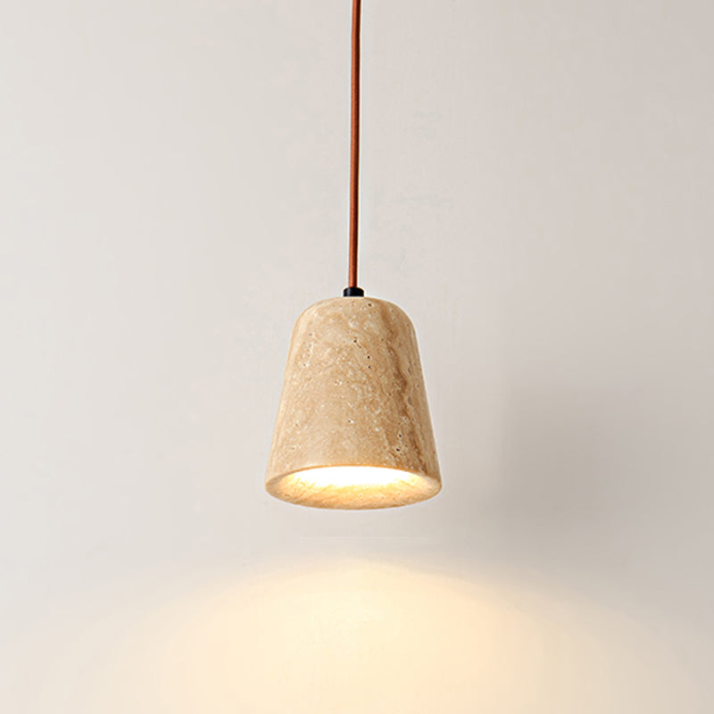 Modern Stone Hanging Lamp 1-Light Pendant Lamp with Wood for Bedroom